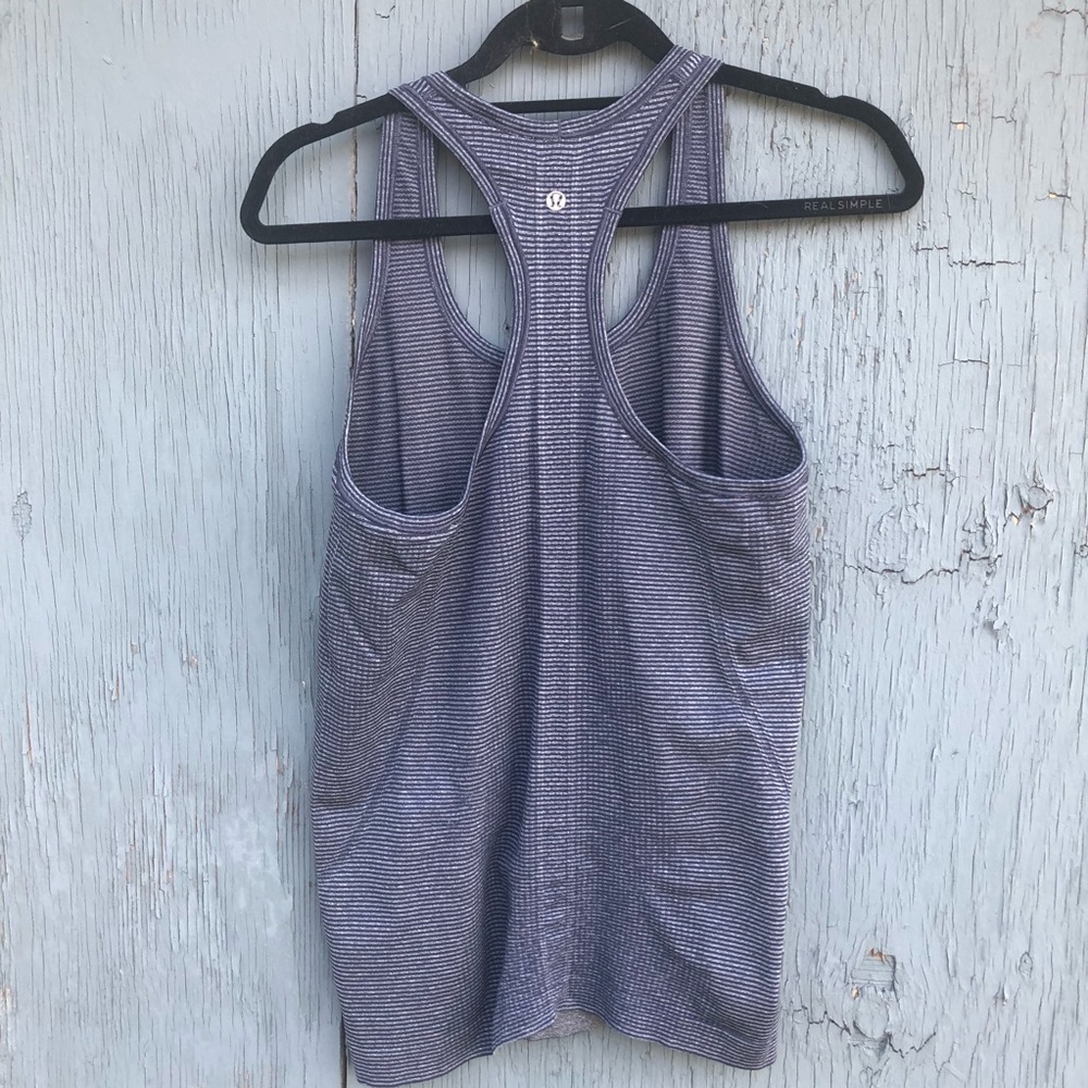 Blue striped Lululemon swiftly tank (size 10) - Picture 2 of 4